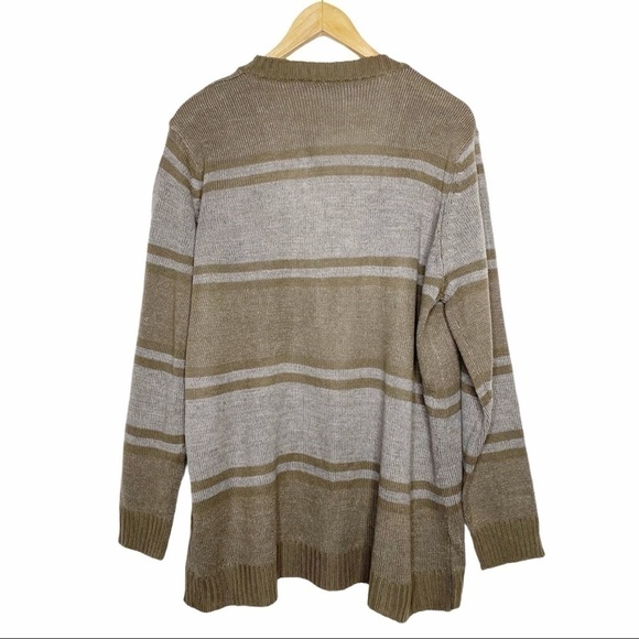 Jason Maxwell NWT Striped Boyfriend Open Cardigan Pockets Brown Stripe Size 1X - Picture 8 of 11